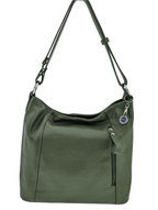 Italian Designer Leather Handbag with Adjustable Strap Stella - Olive Green