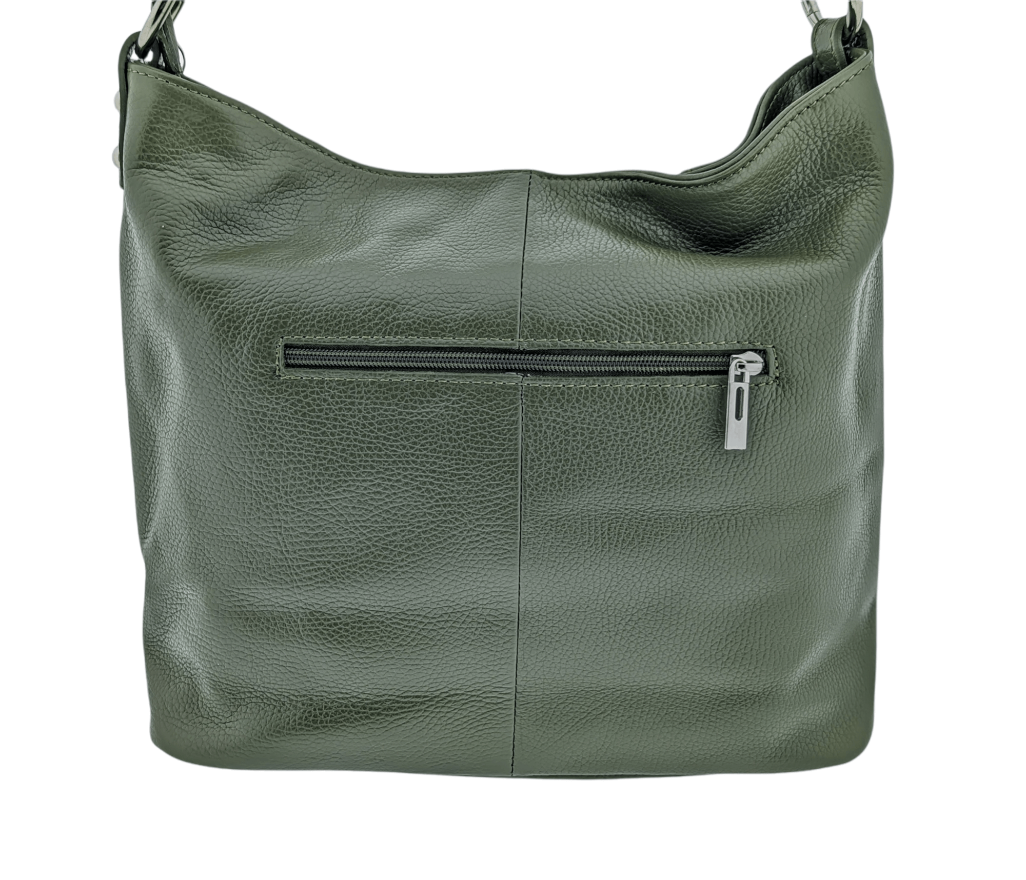 Italian Designer Leather Handbag with Adjustable Strap Stella - Olive Green