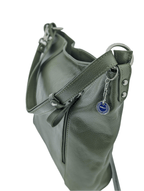 Italian Designer Leather Handbag with Adjustable Strap Stella - Olive Green