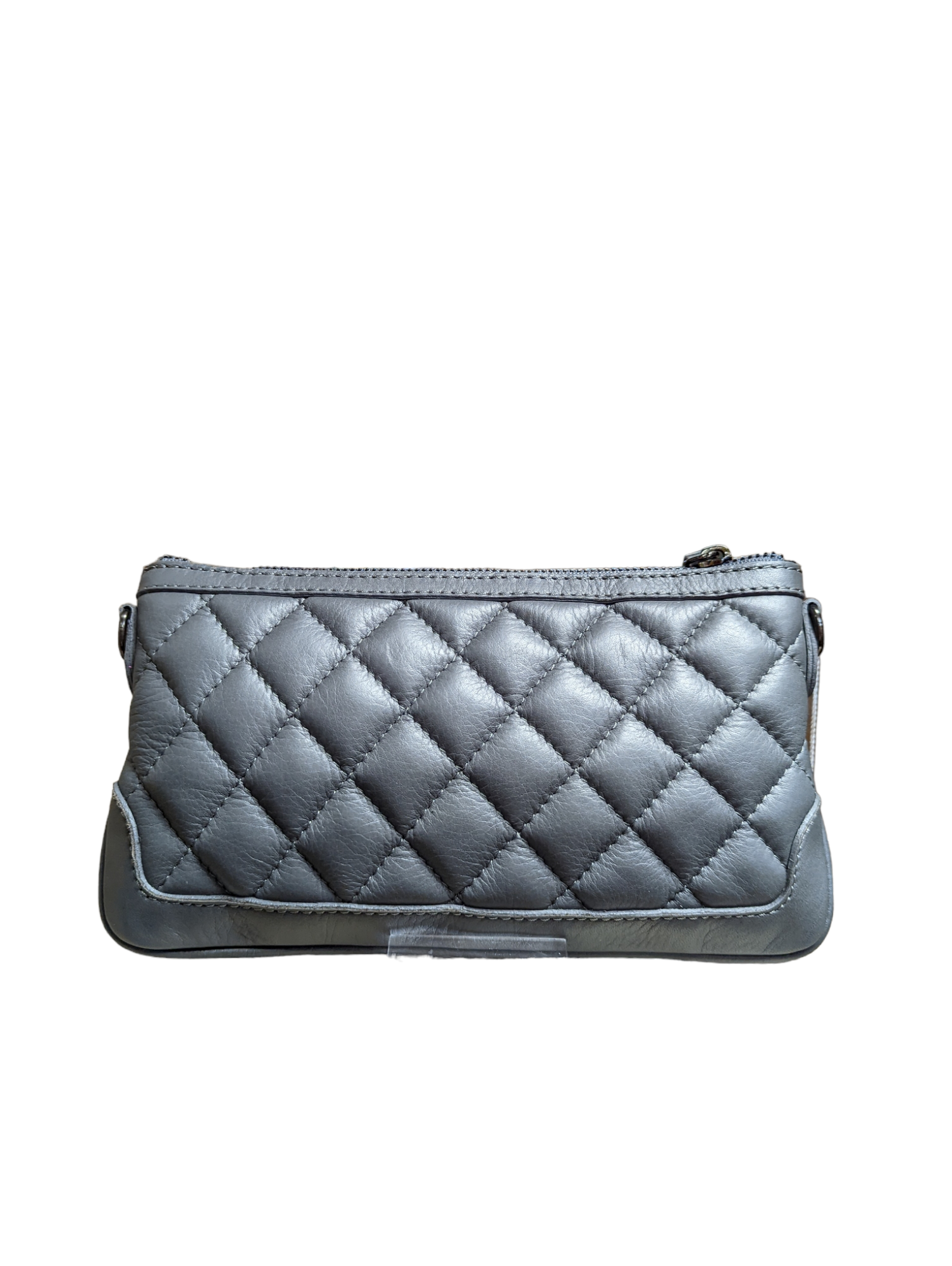 Italian Designer Leather Quilted Clutch Crossbody - Swolit Paxe Dark Grey Main image