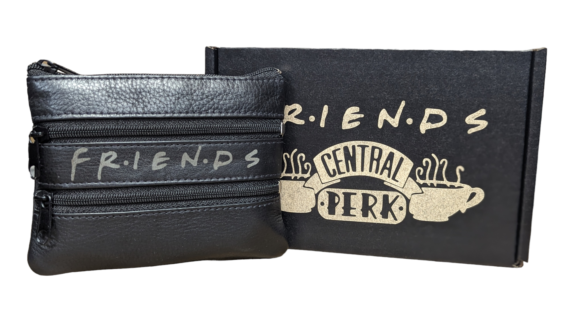 Friends Central Perk Genuine Leather Small Coin Purse with 3 Pockets, Gift Boxed