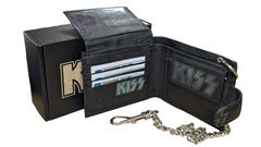 Genuine Leather, Kiss Biker Wallet with RFID , w/wo Safety Chain Gift boxed