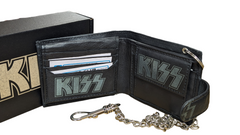 Genuine Leather, Kiss Biker Wallet with RFID , w/wo Safety Chain Gift boxed