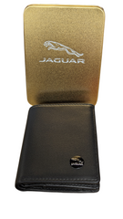 Premium Nappa Genuine Leather, Jaguar Bi Fold Wallet in a Tin Swolit RFID Blocker Gift Boxed