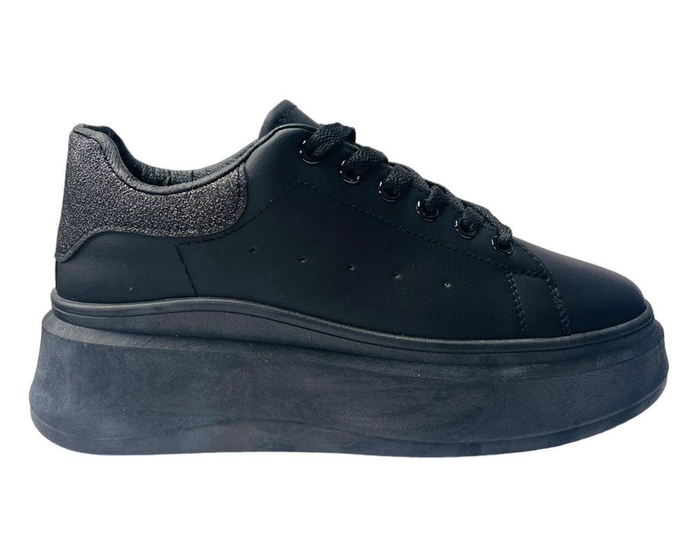 Faux Leather Chunky Sole Lace Up Trainers