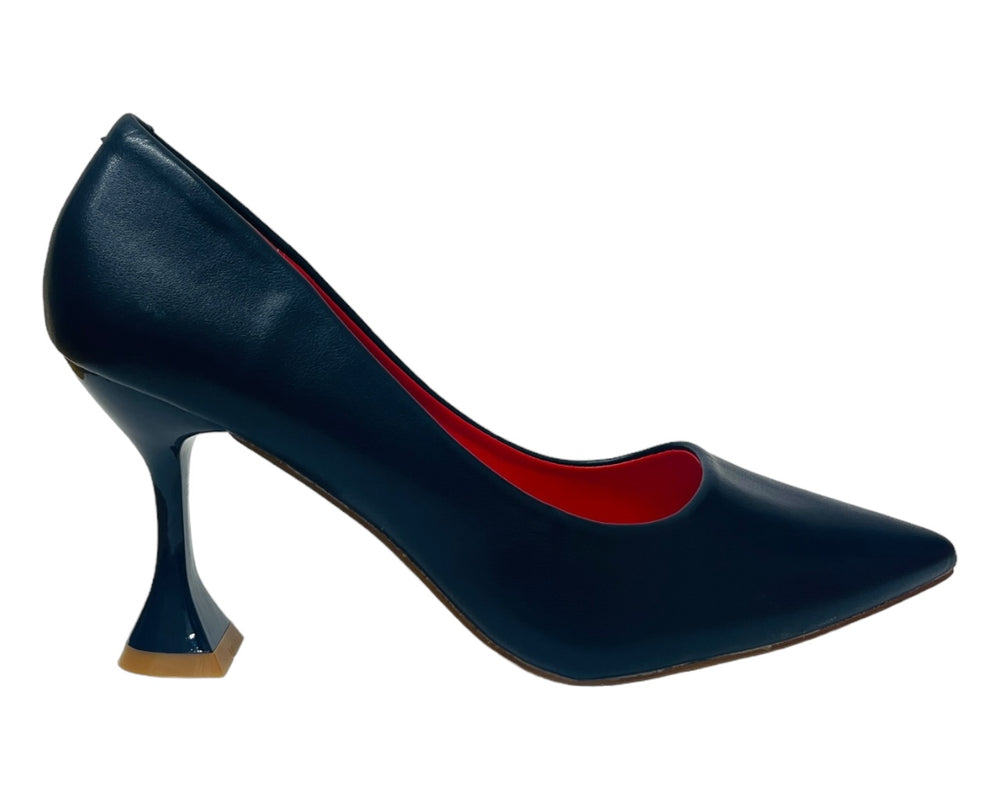 Faux Leather Spool Heel Court Shoes