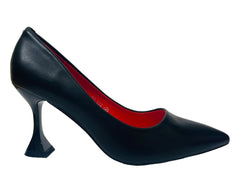 Faux Leather Spool Heel Court Shoes