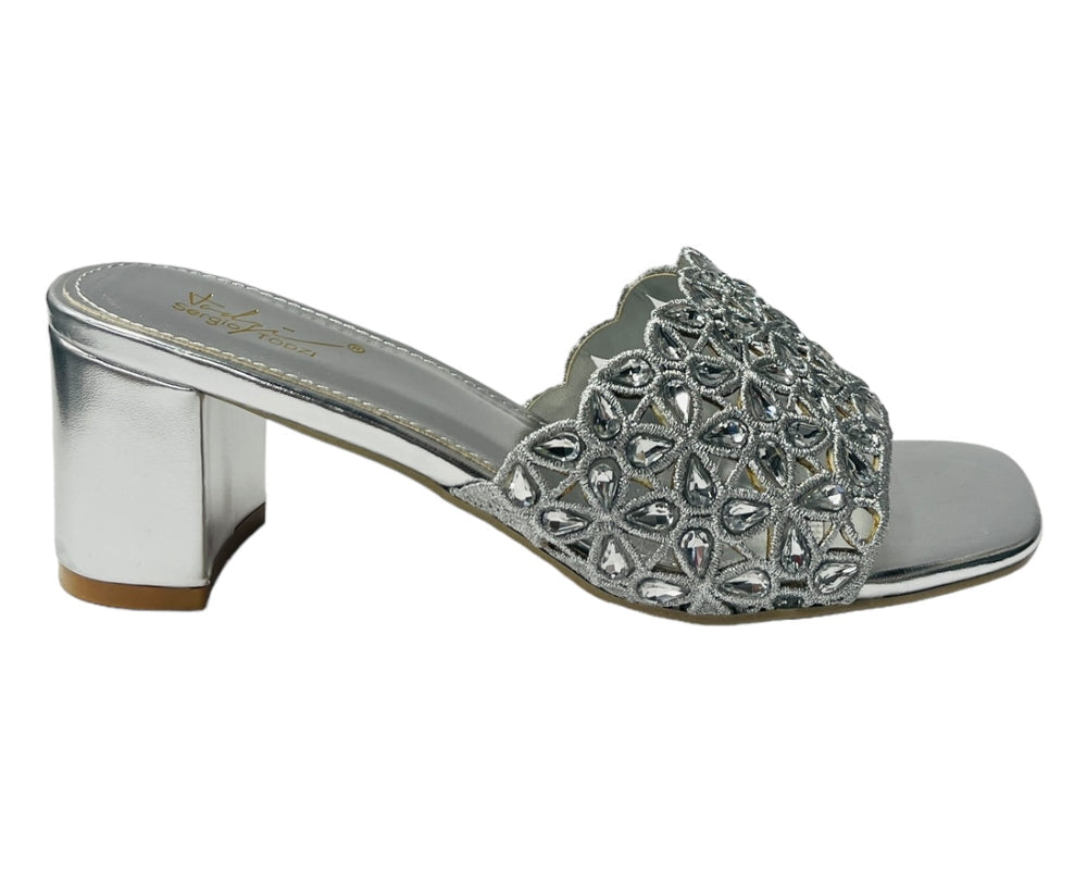 Diamante Strap Block Heel Sandals