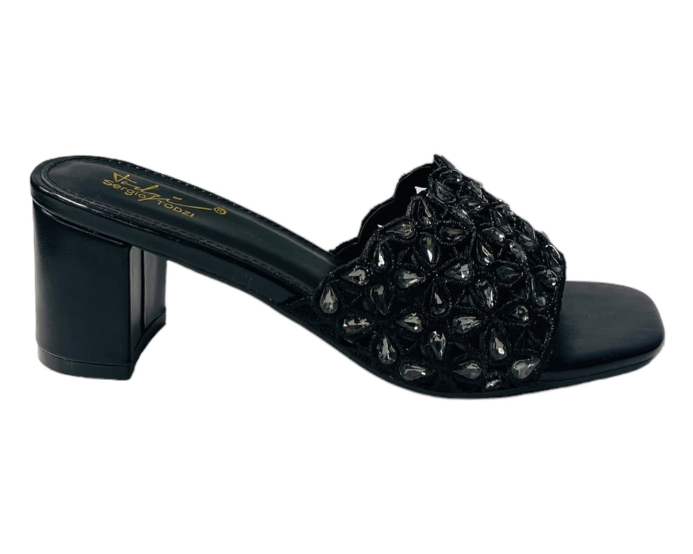 Diamante Strap Block Heel Sandals