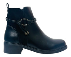 Faux Leather Zip Ankle Boots