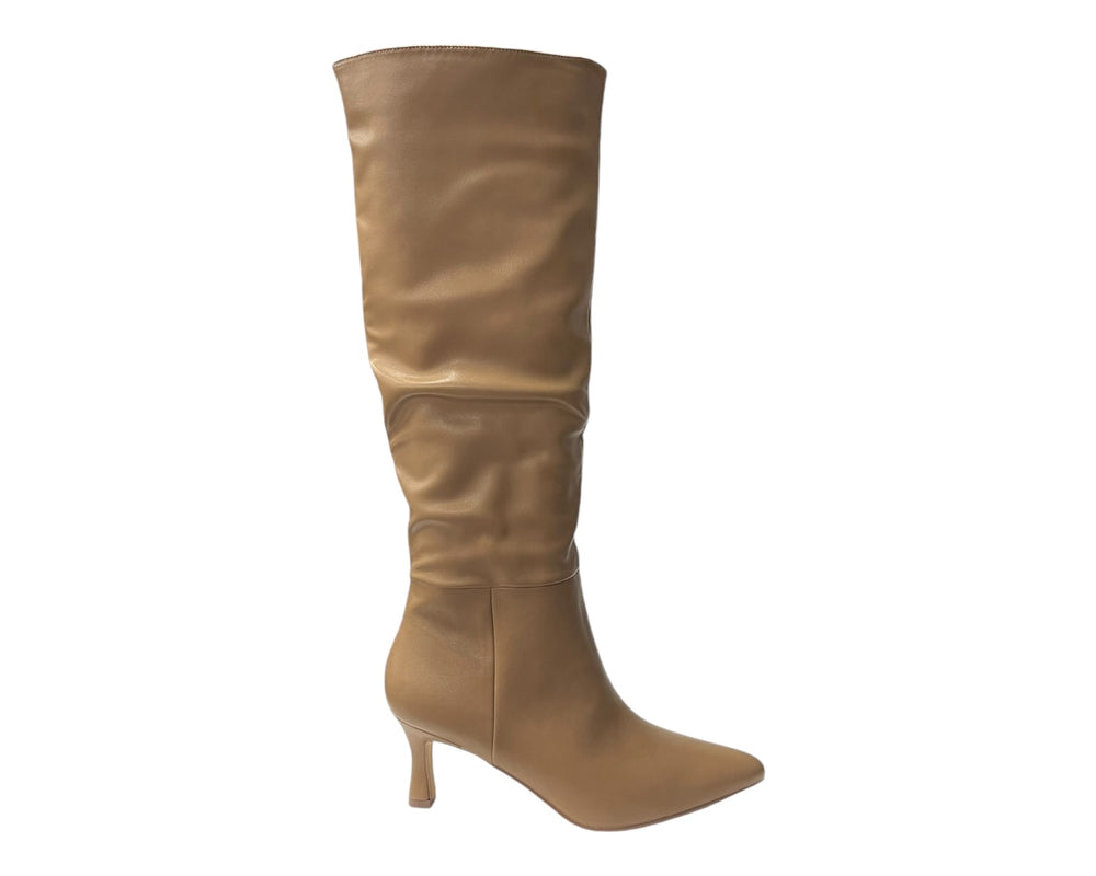 Faux Leather Knee High Zip Boots