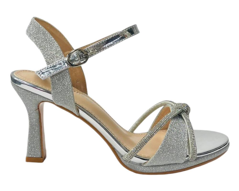 Rhinestone Glitter Ankle Strap Spool Heel Shoes