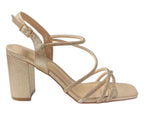 Diamante Glitter Ankle Strap Block Heel Shoes