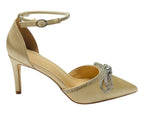 Women's Satin Diamante Open Court Shoes