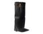 Faux Leather Padlock Knee High Fold Over Wedge Heel Boots