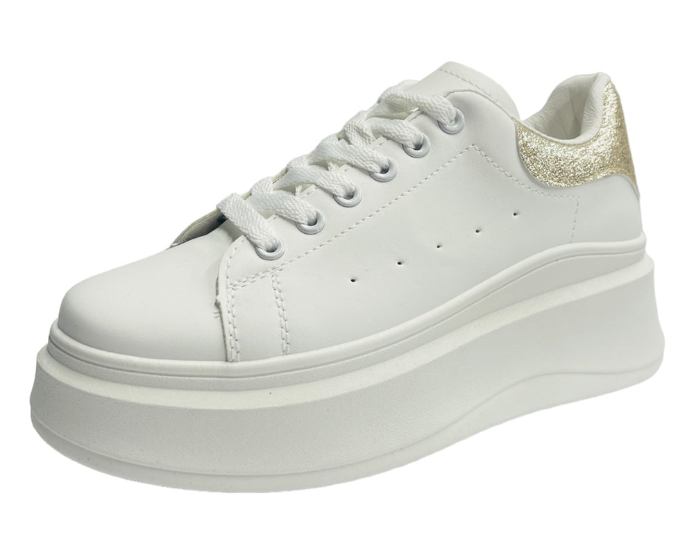 Faux Leather Chunky Sole Lace Up Trainers