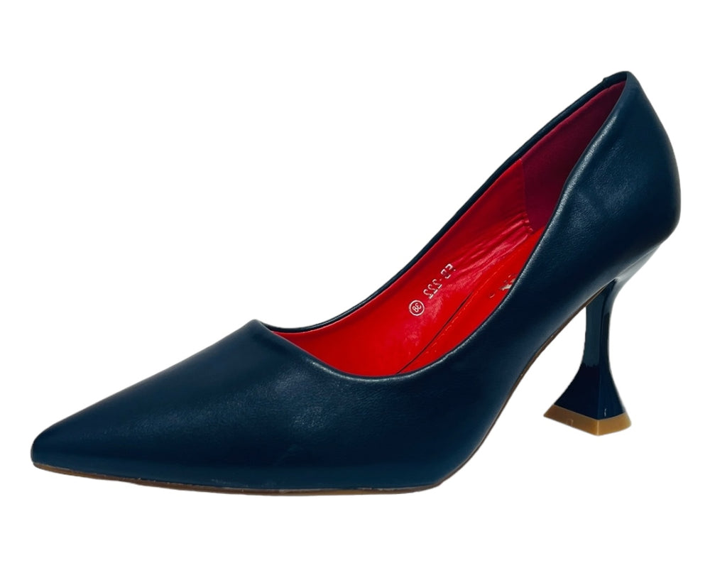 Faux Leather Spool Heel Court Shoes