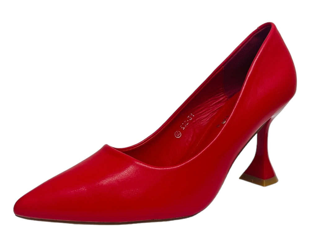 Faux Leather Spool Heel Court Shoes