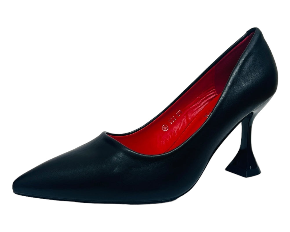 Faux Leather Spool Heel Court Shoes