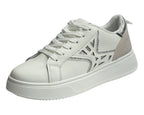 Faux Leather Laser Cut Lace Up Trainers