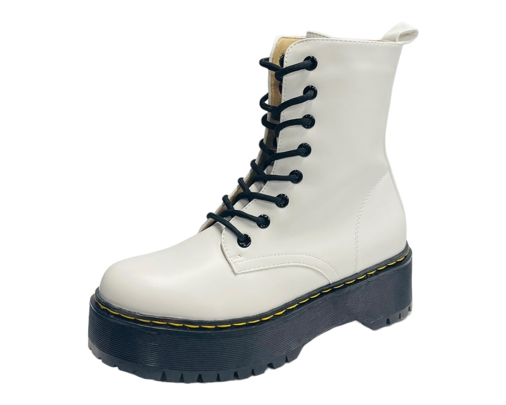 Platform Faux Leather Ankle Boots