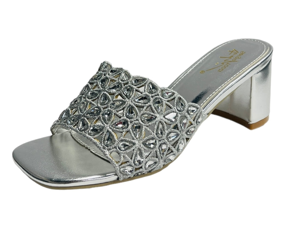 Diamante Strap Block Heel Sandals