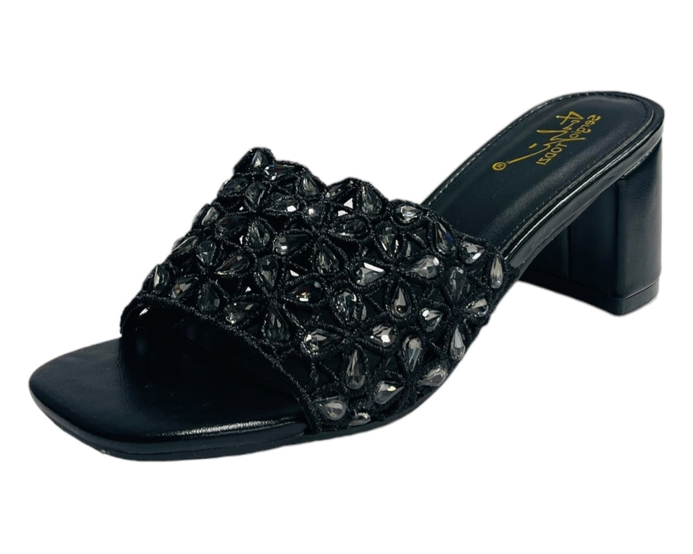 Diamante Strap Block Heel Sandals
