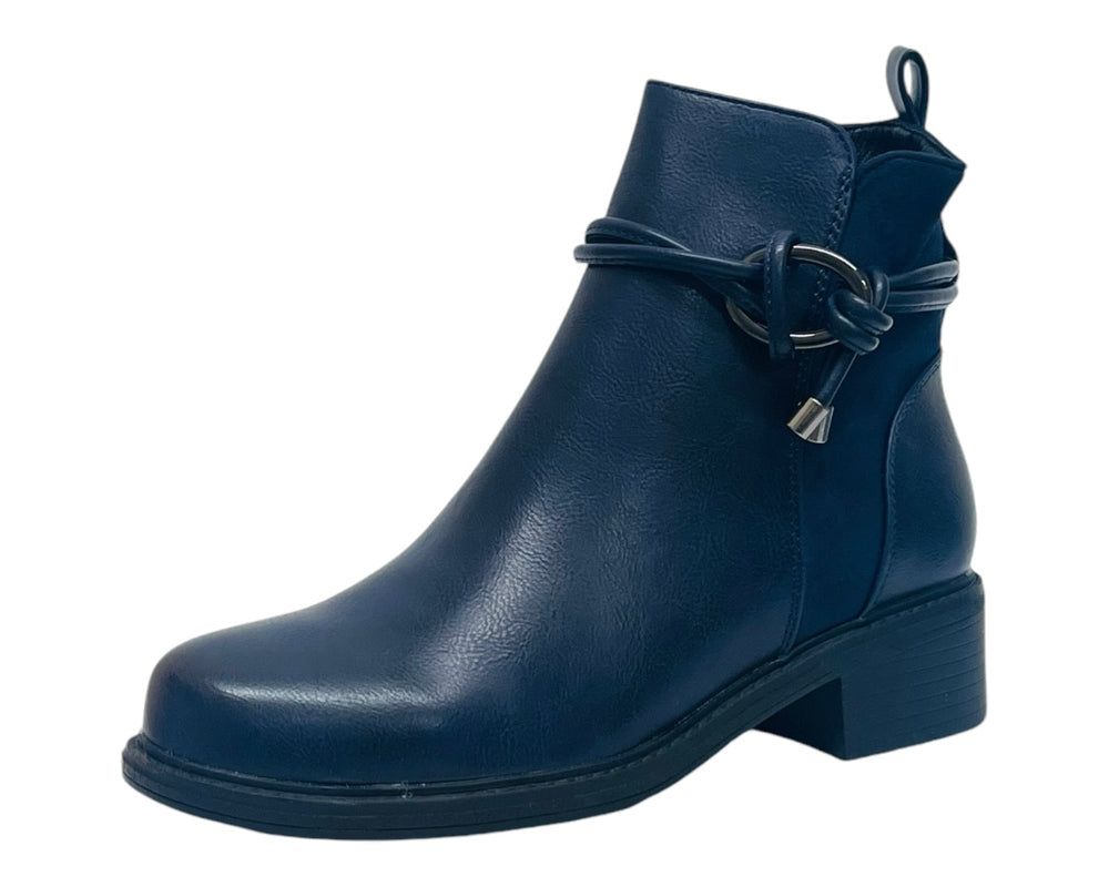 Faux Leather Zip Ankle Boots