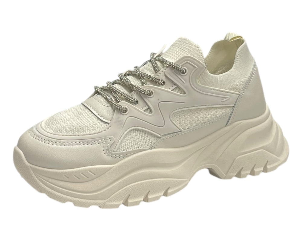Chunky Sole Diamante Lace Trainers