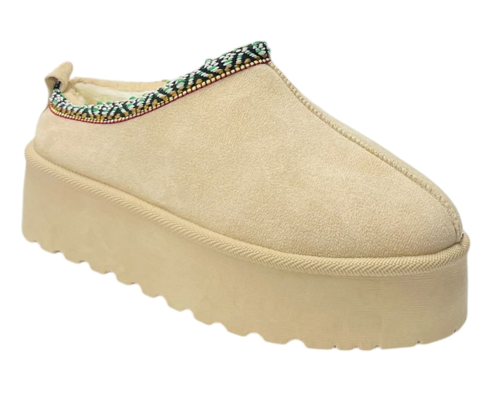 Faux Fur Lined Aztec Platform Shoes