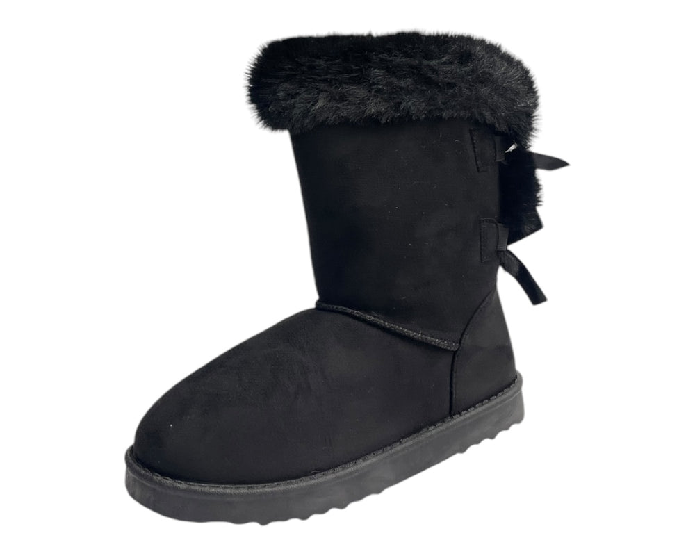 Pull On Faux Fur Lined Ankle Boots