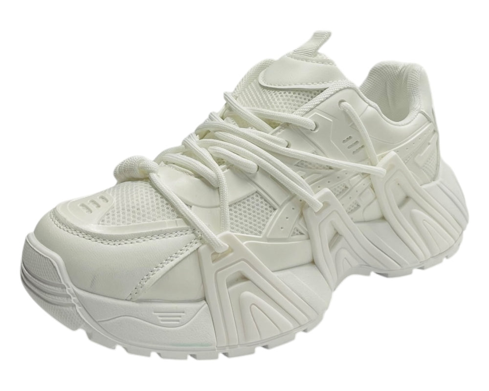 Chunky Sole Mesh Lace Up Sports Trainers