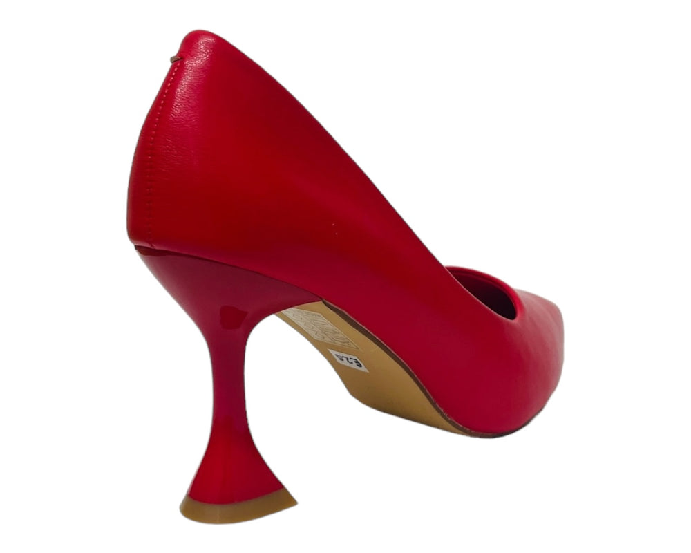 Faux Leather Spool Heel Court Shoes