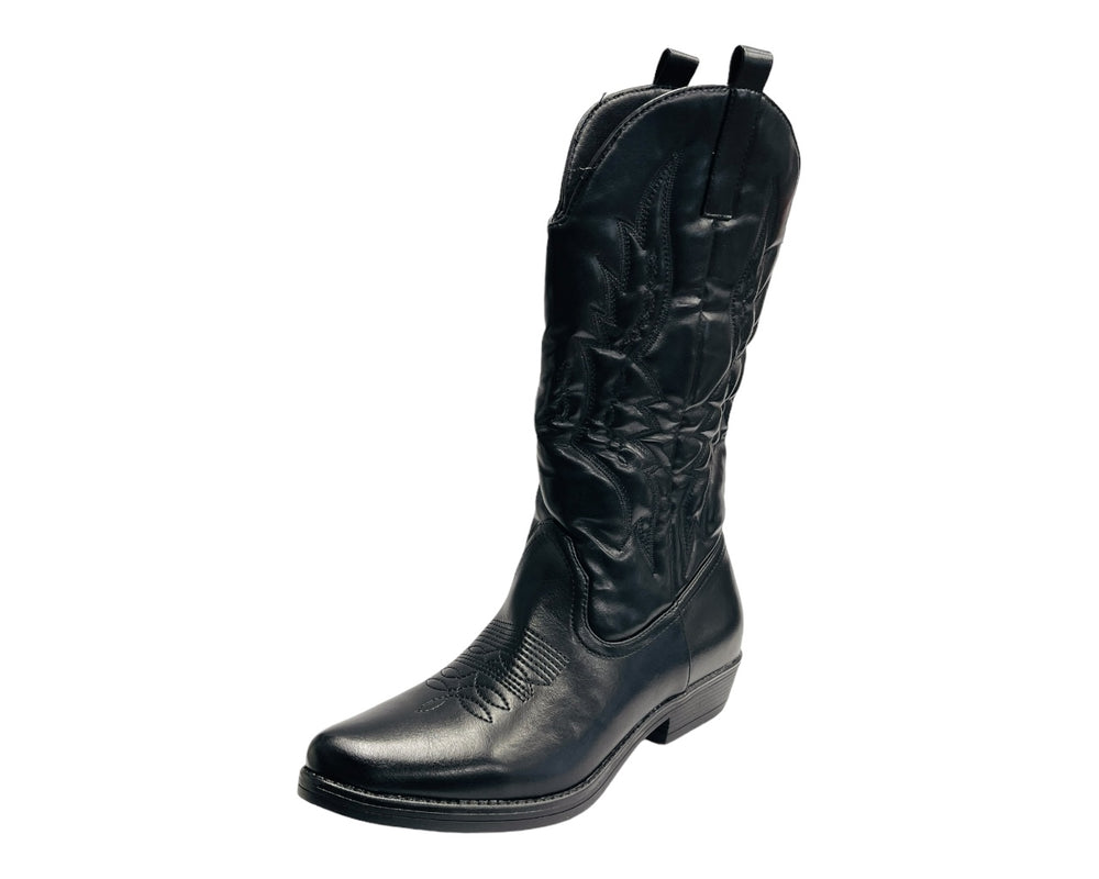 Embroidered Western Cowboy Mid Calf Boots