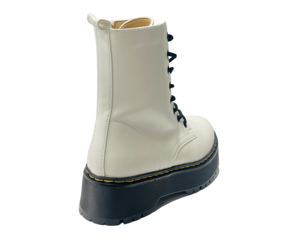 Platform Faux Leather Ankle Boots