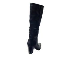 Block Heel Knee High Faux Leather Boots