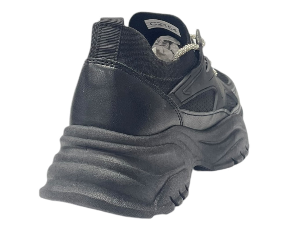 Chunky Sole Diamante Lace Trainers