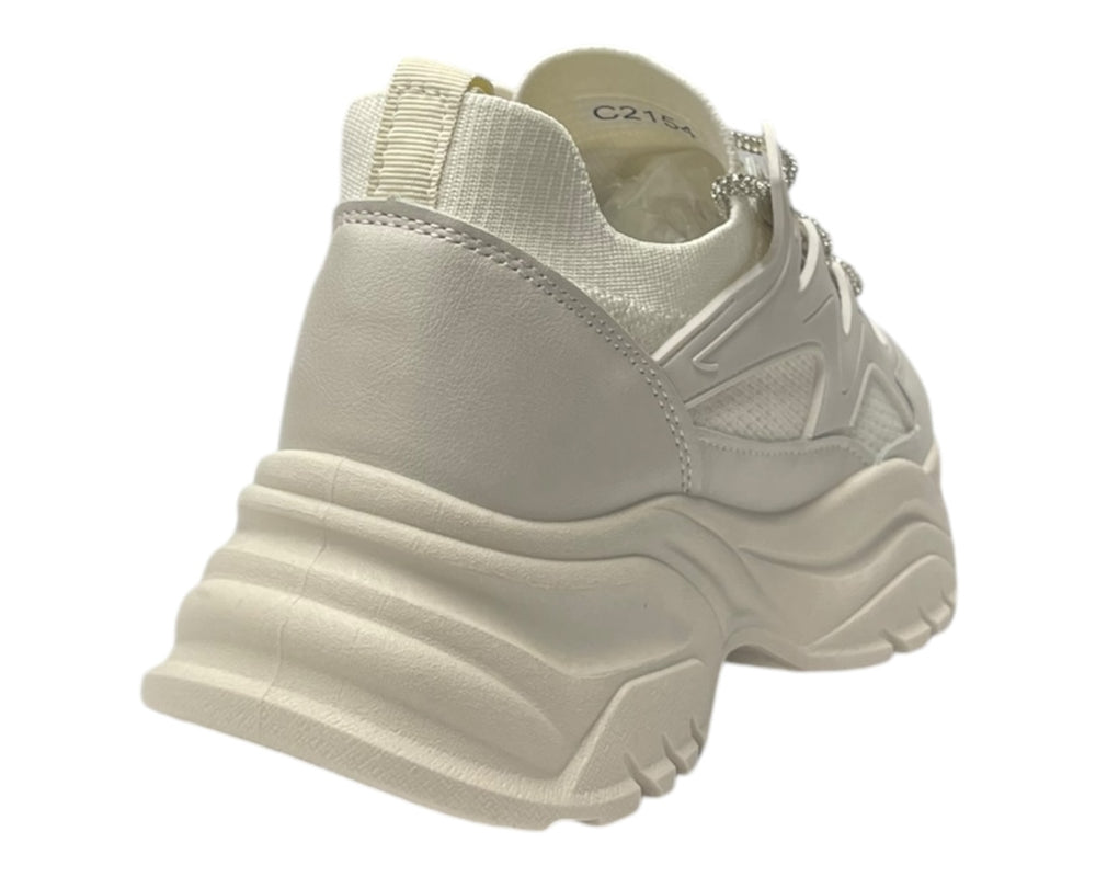 Chunky Sole Diamante Lace Trainers