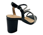 Ankle Strap Rhinestone Glitter Block Heel Shoes