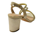 Ankle Strap Rhinestone Glitter Block Heel Shoes