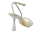 Rhinestone Crossover Strappy Spool Heel Shoes