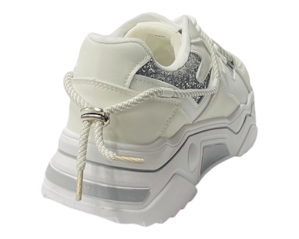Chunky Sole Glitter Lace Up Trainers