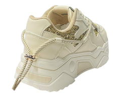 Chunky Sole Glitter Lace Up Trainers