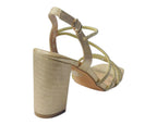 Diamante Glitter Ankle Strap Block Heel Shoes