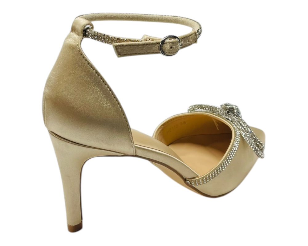Women's Satin Diamante Open Court Shoes