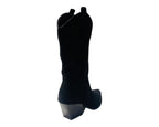 Mid Calf Embroidered Faux Suede Cowboy Boots