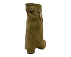 Faux Suede Fold Over Padlock Ankle Boots