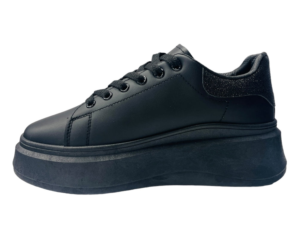 Faux Leather Chunky Sole Lace Up Trainers