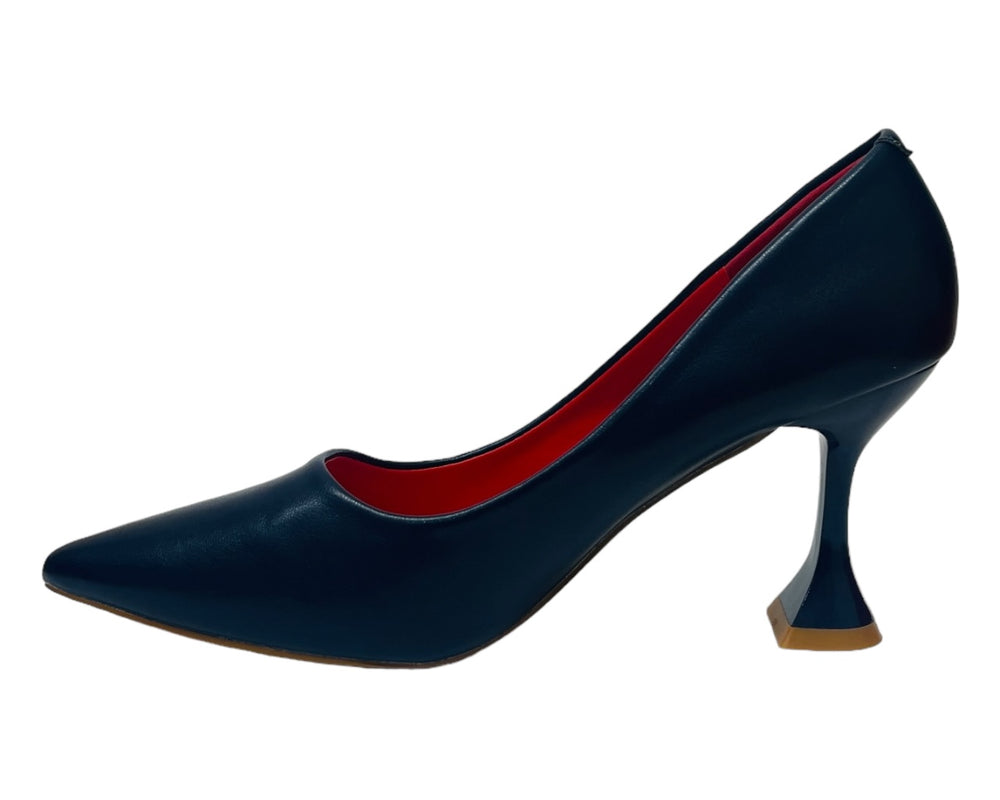 Faux Leather Spool Heel Court Shoes