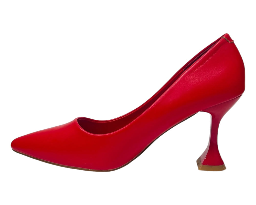 Faux Leather Spool Heel Court Shoes